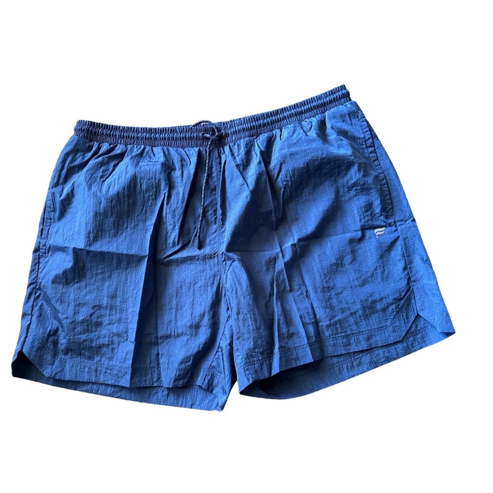 Fabletics Mens Blue Lined Swim  Trunks Drawstring Size XL Back Zipper Pocket